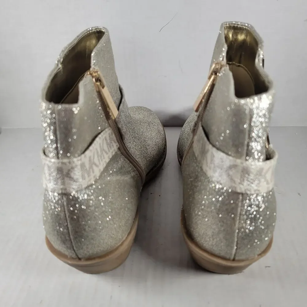 MICHAEL Michael Kors Avery Pamela Silver Glitter Western Booties Girls SZ 5